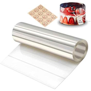 Imagem de Gutsdoor Coleiras de bolo de 16 x 1000 cm, tiras transparentes de acetato, rolos de bolo de mousse transparente para bolo de acetato para mousse de chocolate, para decoração de bolos e bolos