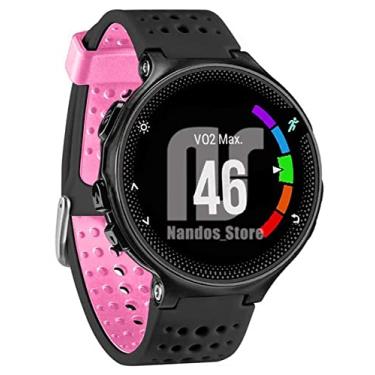 Imagem de Pulseira para Smartwatch Garmin Forerunner modelos 230 235 220 620 630 735 735XT - Nandos-Store (com chave para troca) (Preto com Rosa)