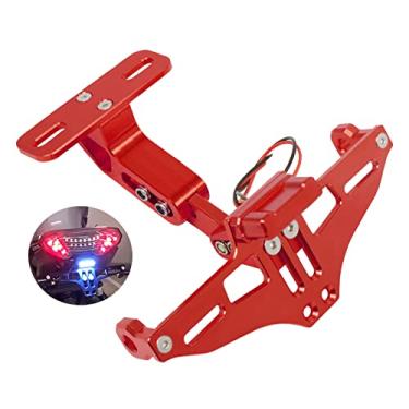 Imagem de Worldmotop – Eliminador de para-lama ajustável universal para motocicletas, Yamaha, Kawasaki, Honda Ducati Suzuki, Suporte de cauda com placa de LED traseira (vermelho)