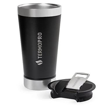 Imagem de Termopro Copo Térmico 500ml com Abridor e Tampa Aço Inox 18/8, Parede Dupla, Isolamento a Vácuo, Bebidas Frias e Quentes, Premium