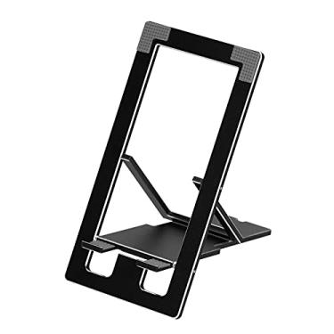 Imagem de Zopsc-1 Suporte de Telefone Celular de Metal Ajustável para Mesa Suporte para Smartphone Estação de Carregamento Dobrável Liga de Alumínio Desktop Suporte para Celular Android (Preto)