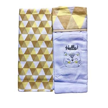 Imagem de Kit Manta Cueiros Flanelado Gatinho Amarelo - Baby Gijo