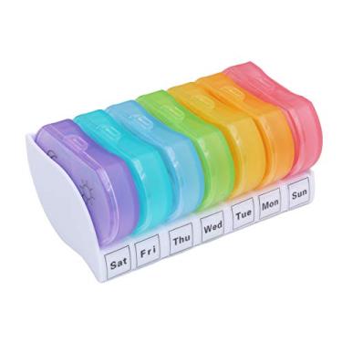Imagem de Porta-comprimidos portátil para viagem da Doitool com 7 cores, organizador semanal de comprimidos de 7 dias, compartimento para remédios para dia e noite