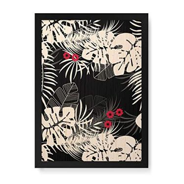 Imagem de Arte Maníacos Quadro Decorativo em Madeira Folhas Floresta - 23x16,25cm (Moldura caixa em laca preta)