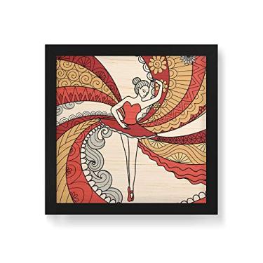 Imagem de Arte Maníacos Quadro Decorativo em Madeira Bailarina Espanhola - 30x30cm (Moldura caixa em laca preta)