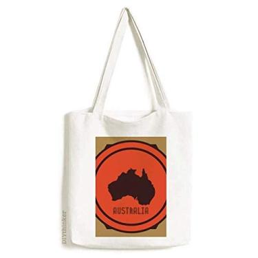 Imagem de Mapa da Austrália, ilustração vermelha e preta, sacola de compras, bolsa casual