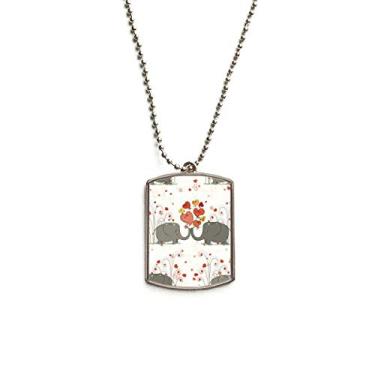 Imagem de Colar para animais de estimação com pingente de corrente de aço inoxidável para o Dia dos Namorados com elefantes cinza beijando