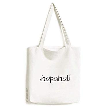 Imagem de Elegante Word Shopaholic Art Deco Gift Fashion Tote Canvas Bag Shopping Satchel Casual Bolsa