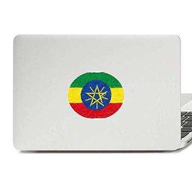 Imagem de Listras Bandeira da Etiópia Giz de Cera Vinil Emblema Gráfico Laptop Adesivo Notebook Decalque