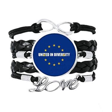 Imagem de OFFbb-USA Pulseira Slogan Aim Diversidade Integração Amor Acessório de Couro Trançado Corda Pulseira Presente