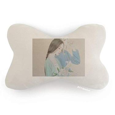 Imagem de DIYthinker Almofada de apoio de cabeça para decoração de pescoço com pintura chinesa Lily Flower Beauty