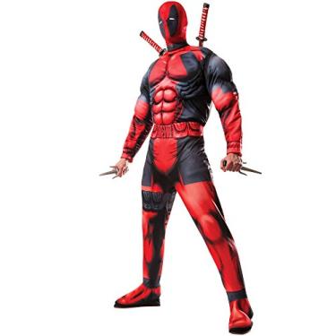 Imagem de Marvel Rubie's Fantasia masculina clássica de Deadpool com peitoral musculoso