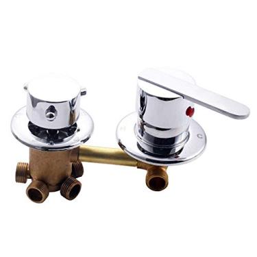 Imagem de Interruptores de chuveiro de 3/4/5 vias, controle de torneiras de sala de latão, acessórios para cabine de mistura, válvula de mistura, painel de entrada de torneira de desviador de água quente e fria, peça de reparo de conversão, cartucho de cerâmica, suporte duplo