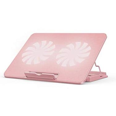 Imagem de Almofadas de resfriamento para laptop e notebook com 2 ventiladores em 1400 RPM, tapete de resfriamento para laptop Gaming 2 USB (cor: rosa)