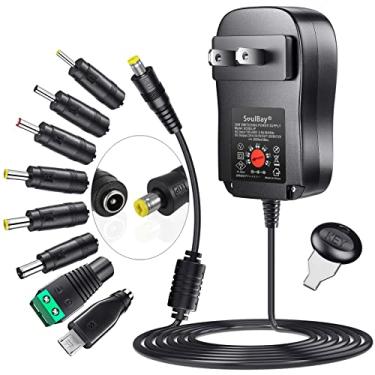 Imagem de SoulBay Carregador de fonte de alimentação de comutação de adaptador AC/DC universal de 3V 4,5V 6V 7,5V 9V 12V 36W com 8 pontas para eletrônicos domésticos - 3000mA máx
