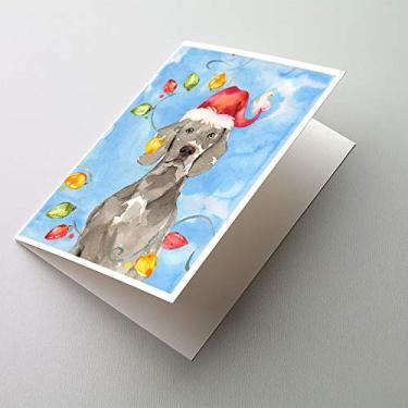 Imagem de Caroline's Treasures CK2497GCA7P Luzes de Natal Weimaraner Cartões e Envelopes Pacote com 8, 7 x 5, multicolorido