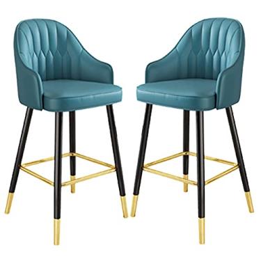 Imagem de Cadeiras de jantar cadeiras de sala de jantar banquetas de bar de metal sem braço conjunto de 2, bancos de bar industriais de couro PU cadeiras de jantar com encosto banqueta alta para balcão de cozinha, casa e restaurantes interior externo