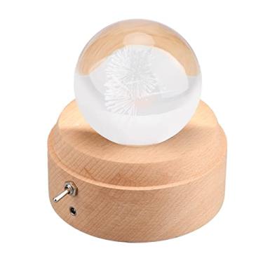 Imagem de DAUERHAFT Caixa de música Crystal Ball, caixa de música decorativa gravada delicada com base de madeira giratória com músicas clássicas para o Natal para mulheres (#2)