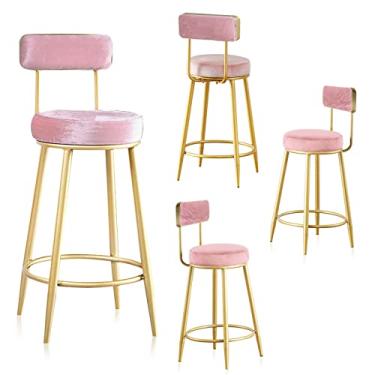 Imagem de Cadeiras de jantar cadeiras de sala de jantar conjunto de 4 bancos de bar para cozinha, cadeiras de bar de 65 cm de altura de balcão com banquetas altas de veludo banquetas de ilha de cozinha com pernas de metal dourado - azul tudo está bem