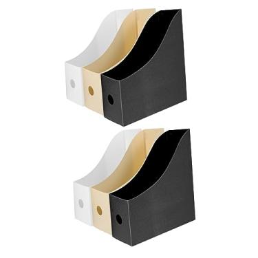 Imagem de Tofficu 6 Pçs Livro Caixas De Livros Bege Armazenamento De Mesa Estante De Livros E Casa Preto Documento Rack Branco Suportes De Plástico Para Revista Titular Do Escritório Caso Arquivos