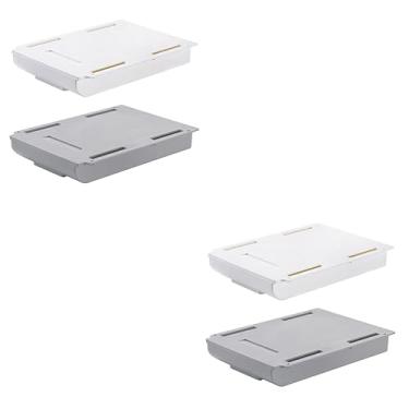 Imagem de NOLITOY 4 Peças Tipo Recipiente De Mesa Escondido Para Artigos De Papelaria Armazenamento De Escaninhos De Mesa Organizador Livre Auto-Sob Branco + Cinza Auto-Lápis Slide Mesa De Cozinha