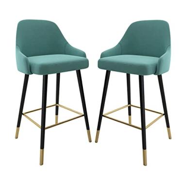 Imagem de Cadeiras de jantar cadeiras de sala de jantar banquetas de bar de metal Kithchen banqueta de bar de veludo bancada de bar com altura estofada com apoio para os pés, cadeira de jantar para café da manhã para cafeteria e pub conjunto de 2 Tudo está bem
