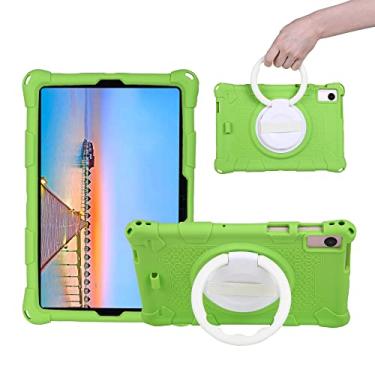 Imagem de AMAAE Capa para tablet infantil compatível com Samsung Galaxy Tab S6 Lite 10.4 2020 SM-P610/P615, capa leve de silicone macio, com alça de mão para cinto de ombro capa de suporte giratório (cor: verde)