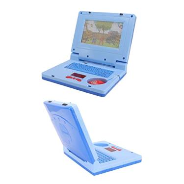 Imagem de Laptop infantil de aprendizagem, simulação eletrônica para laptop, brinquedos de desenvolvimento cognitivo educacional para aprendizagem precoce (mouse azul não retrátil)