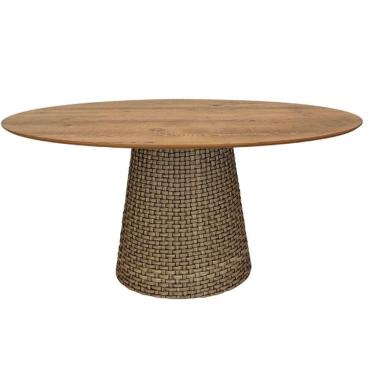 Imagem de Mesa De Jantar Cone Oval 198x122 Cm Tampo Antíqua Base Fibra Sintética Cor Marrom
