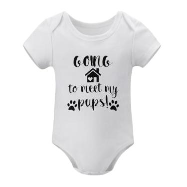 Imagem de SHUYINICE Macacão de uma peça "Going Home to Meet My Pups" macacão engraçado fofo para meninos e meninas, Branco, 6-9 Months