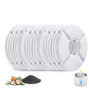 Imagem de Conjunto 12 Filtros Refil Fonte Bebedouro Gatos Cães Pet, Esponjas de pré-filtro de reposição para bebedouro de gato para animais de estimação