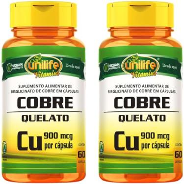 Imagem de KIT 2x Cobre Quelato - 60 Cápsulas 350mg - Unilife Vitamins