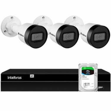 Imagem de Kit 3 Câmeras de Segurança Bullet Intelbras Full HD 1080p VIP 1230 B G4 + Gravador Digital de Vídeo NVR NVD 1404-4 Canais + HD 1TB