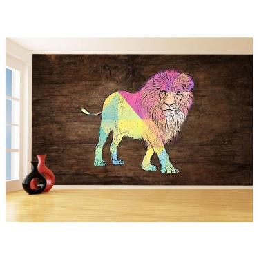 Imagem de Papel De Parede Animais Pop Art Leão Rei Selva 3,5M Pxa53