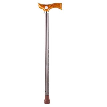 Imagem de Bengala para idosos ao ar livre antiderrapante cana altura ajustável luz liga de alumínio muleta walker, dourado (dobra cinza) hopeful