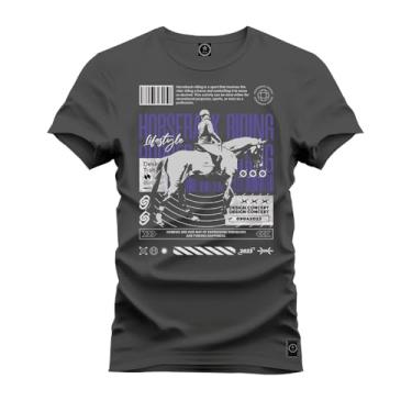 Imagem de Camiseta T-Shirt Algodão 100% Algodão Capa de Cavalo Grafite GG