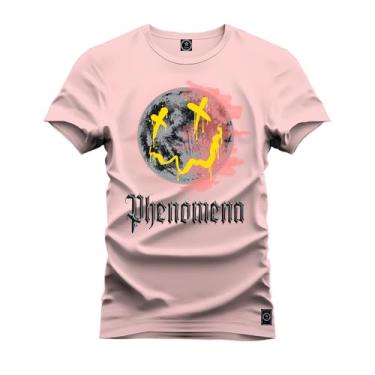 Imagem de Camiseta Plus Size Casual 100% Algodão Estampada Lua X Sinistra Rosa G3