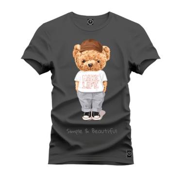 Imagem de Camiseta Casual Malha Confortável Estampada Urso Menders Grafite P