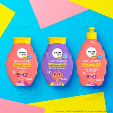 Imagem de Kit 3 SOS Cachos Nutrição em Ação Cabelos Ondulados Cacheados Crespos Infantil Shampoo + Condicionador + Creme Pentear