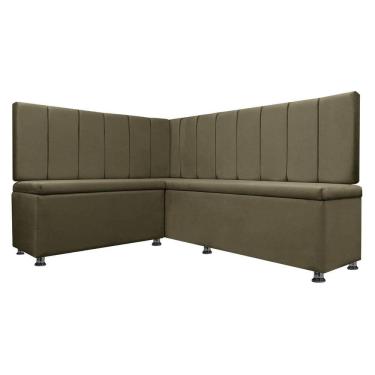 Imagem de Kit Canto Alemão Liso 4 Lugares com Baú Veludo Marrom 1,25x1,60m SOFA STORE