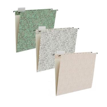 Imagem de Fei Bi Pacote com 12 pastas de arquivos suspensas, organizador de arquivos, tamanho carta, corte 1/5, abas ajustáveis decorativas para casa, escritório, escola, sala de aula, estampa de leopardo, 24 x