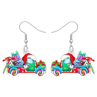 Imagem de DALANE Brincos de caminhão de árvore de Natal anime acrílico pingente gota doce vermelho joias para carro para mulheres meninas crianças pingentes presentes lembrancinhas de festa, Medium, Acrílico,
