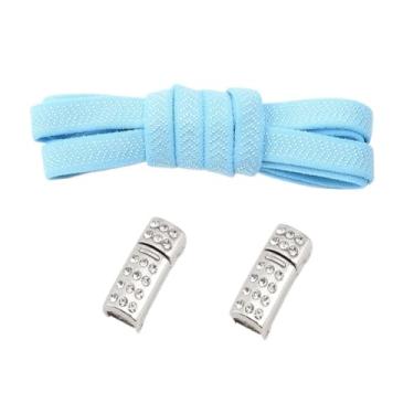 Imagem de Diamond Lock Shoelaces Without Ties Buckle Elastic Laces Sneakers Flats No Tie Shoe Laces Shoes Accessories (Color : Sky blue)