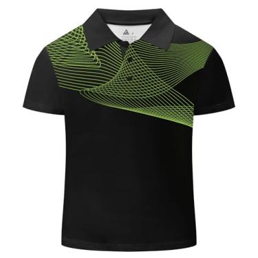 Imagem de WENTTUO Camisa polo para meninos, manga curta, abotoada, absorção de umidade, camisas de golfe para meninos, uniformes escolares, tênis, camisas polo, Cfttp00004-verde, 13-14 Anos