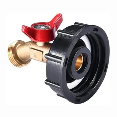 Imagem de Adaptador de tanque de água IBC 275-330 galões, válvula de corte de mangueira de rosca grossa de 5,5 cm, bolsa IBC para adaptador de mangueira de jardim NPT de 1/5.1 cm com válvula esférica de