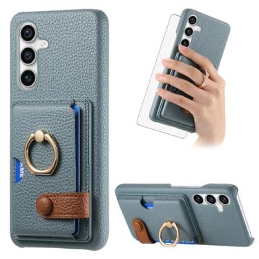 Imagem de Asuwish Capa de telefone para Samsung Galaxy S23 FE 5G capa carteira com protetor de tela de vidro temperado e anel fino suporte suporte para cartão de crédito acessórios de celular de couro S 23 EF