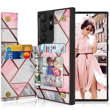 Imagem de Tekcoo Capa carteira para Samsung Galaxy S23 Ultra, capa protetora minimalista de couro PU para identidade, dinheiro, dinheiro, compartimento para cartão de crédito, fecho magnético, com suporte para