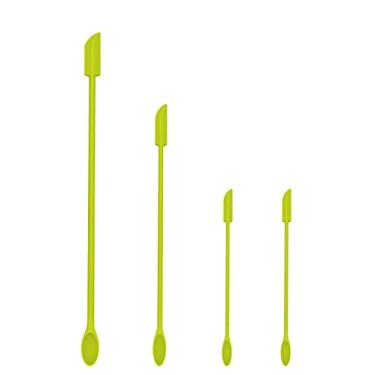 Imagem de Conjunto de 4 espátulas de silicone, minifrasco, raspador, espátula de silicone, espátula de maquiagem, mini espátula, misturador de loção, obtenha de garrafas de alimentos, produtos de beleza (verde)