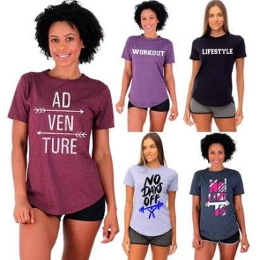Imagem de Kit 5 Camisetas Longline Feminina MXD Conceito Slim Diversas Estampas-Feminino