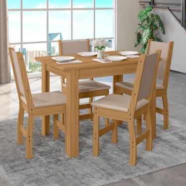 Imagem de Mesa Jantar Retangular Poliman Bellagio com 4 Cadeiras Estofadas